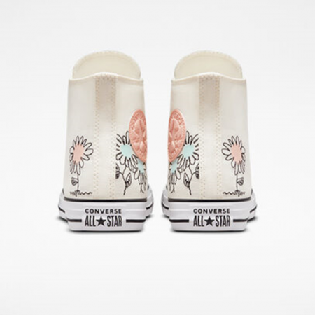 Chuck Taylor All Star Floral Embroidery-Egret/Cheeky Coral/Black